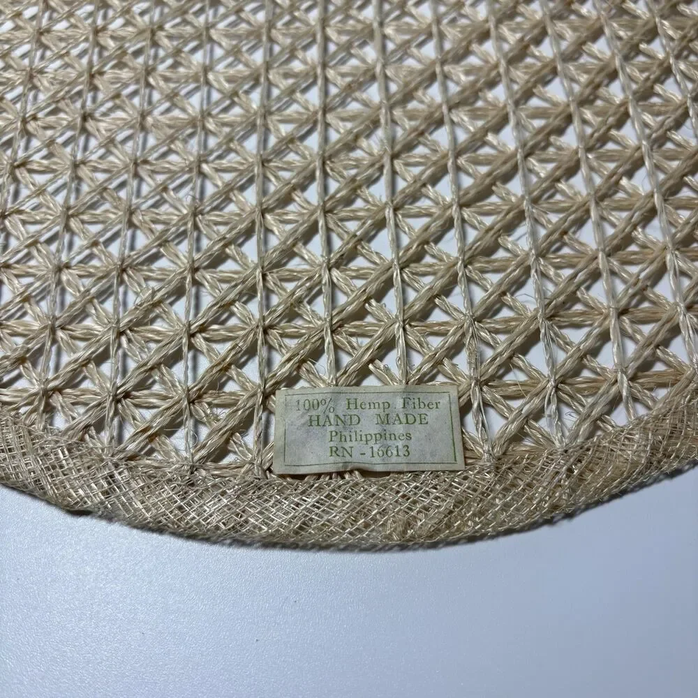 Set of 4 Tan Natural Straw Hemp Fiber Woven Placemats Oval Boho Beach Hand Made